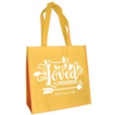 Loved Eco Tote, Yellow & Burgundy, Romans 5:8