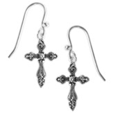 Cubic Zirconia Cross with Aurora Borealis Finish Wire Earrings