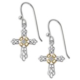 Cubic Zirconia Cross with Spot Gold Plating Wire Earrings