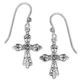 Cubic Zirconia Cross with Aurora Borealis Finish Wire Earrings