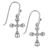 Cubic Zirconia Cross Wire Earrings, Silver