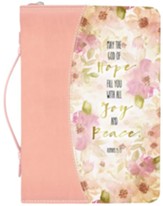 Peach Flowers Bible Cover, XX-Large