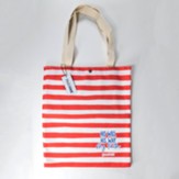 His Will, His Way, My Faith, Striped Tote, Coral