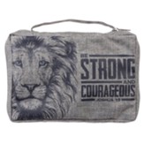 Strong & Courageous Bible Cover, Gray, Medium