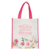 Bless You Tote, Pink & White Floral
