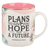 Plans Mug, Pink & White Abstract & Leaves