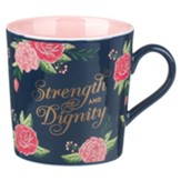 Strength & Dignity Mug, Pink & Navy Floral