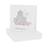 Happy Birthday Card with Cubic Zirconia Earrings