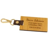 Personalized, Wooden Luggage Tag with Leather Strap, Name and Address, Rectangle