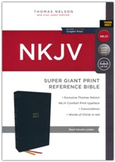 NKJV Super-Giant Print Reference Bible, Comfort Print--genuine leather, black (indexed) - Imperfectly Imprinted Bibles