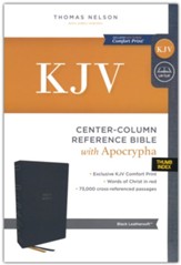 KJV Center-Column Reference Bible  with Apocrypha--soft leather-look, black (indexed)