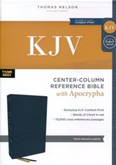 KJV Center-Column Reference Bible  with Apocrypha--genuine leather, black (indexed)