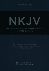 NKJV Thinline Reference Bible, Premier Collection, Large Print, Comfort Print--premium goatskin leather, green