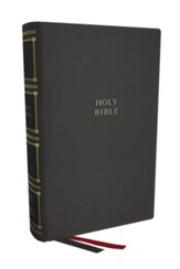 NKJV Compact Center-Column Reference  Bible, Comfort Print--soft leather-look, gray