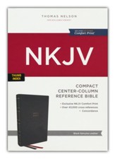 NKJV Compact Center-Column Reference Bible, Comfort Print--genuine leather, black (indexed)