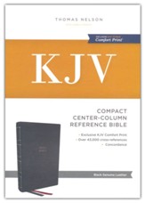 KJV Compact Center-Column Reference Bible, Comfort Print--genuine leather, black - Slightly Imperfect