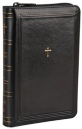 NKJV Compact Paragraph-Style Reference Bible, Comfort Print--soft leather-look, black with zipper