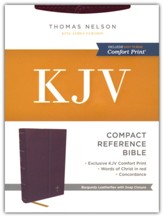 KJV Compact Reference Bible, Comfort Print--leatherflex, burgundy with flap
