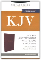 KJV Pocket New Testament with Psalms  and Proverbs, Comfort Print--soft leather-look, brown