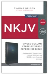 NKJV Single-Column Reference Bible, Comfort Print--hardcover