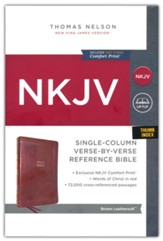 NKJV Single-Column Reference Bible, Comfort Print--soft leather-look, brown (indexed)