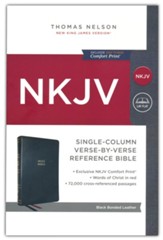 NKJV Single-Column Reference Bible, Comfort Print--bonded leather, black