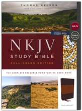 NKJV Study Bible, Full-Color, Comfort Print--soft leather-look, brown