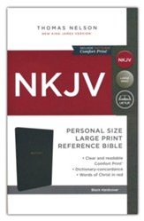 NKJV Holy Bible Personal Size Large Print Reference Bible, Comfort Print--hardcover black - Imperfectly Imprinted Bibles