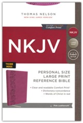 NKJV Holy Bible Personal Size Large Print Reference Bible, Comfort Print--soft leather-look, pink (indexed)