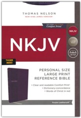 NKJV Holy Bible Personal Size Large Print Reference Bible, Comfort Print--soft leather-look, purple (indexed)