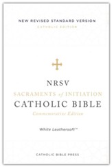 NRSVCE Sacraments of Initiation Catholic Bible, Comfort Print--soft leather-look, white - Imperfectly Imprinted Bibles