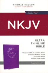 NKJV Ultra Thinline Bible, Comfort  Print--soft leather-look, purple
