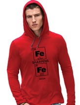 Iron Sharpens Iron, Hooded Long Sleeve Shirt, Red, XX-Large