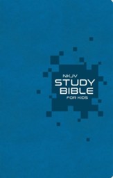 NKJV Study Bible for Kids--soft leather-look, blue