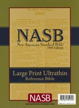 NASB UltraThin Large-Print Reference Bible--genuine leather, black