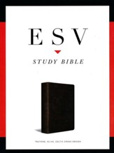 ESV Study Bible--soft leather-look, olive with Celtic cross design (indexed)