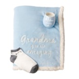 Grandma You are Amazing Giftset, Sherpa Blanket, Candle and Socks