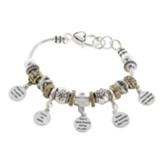 10 Commandments Beaded Charm Bracelet, Silver and Gold