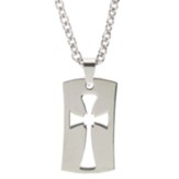 Cutout Cross Dog Tag Necklace