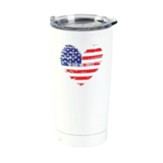 In God We Trust, Heart Flag, Stainless Steel Tumbler, White