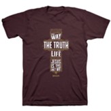 Way Truth Life Cross Shirt, Maroon, Small