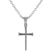 Ridged Nail Cross Necklace, Stainless Steel