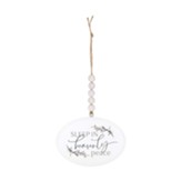 Sleep In Heavenly Peace Hanging Oval Sign with Beads, Botanical