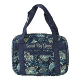 Saved By Grace Purse Style Bible Cover, Blue Paisley, Large