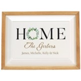 Personalized, Framed Sign, Home, White, Wood Frame