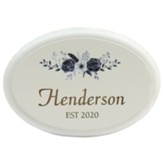 Personalized, Oval Plaque Sign, Floral, Family Name