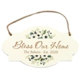 Personalized, Hanging Sign, Floral, Bless Our Home