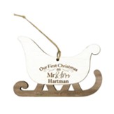 Personalized, Ornament, Sleigh, Our First Christmas, White