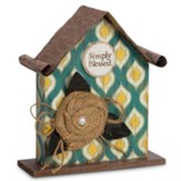 Simply Blessed Tabletop Birdhouse Plaque