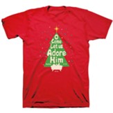 O Come Let Us Adore Him Shirt, Red, Small